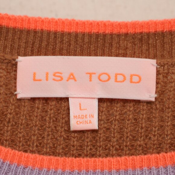 LISA TODD The Contrast Cashmere Sweater Purple Passion Bourbon Size L - Picture 8 of 9